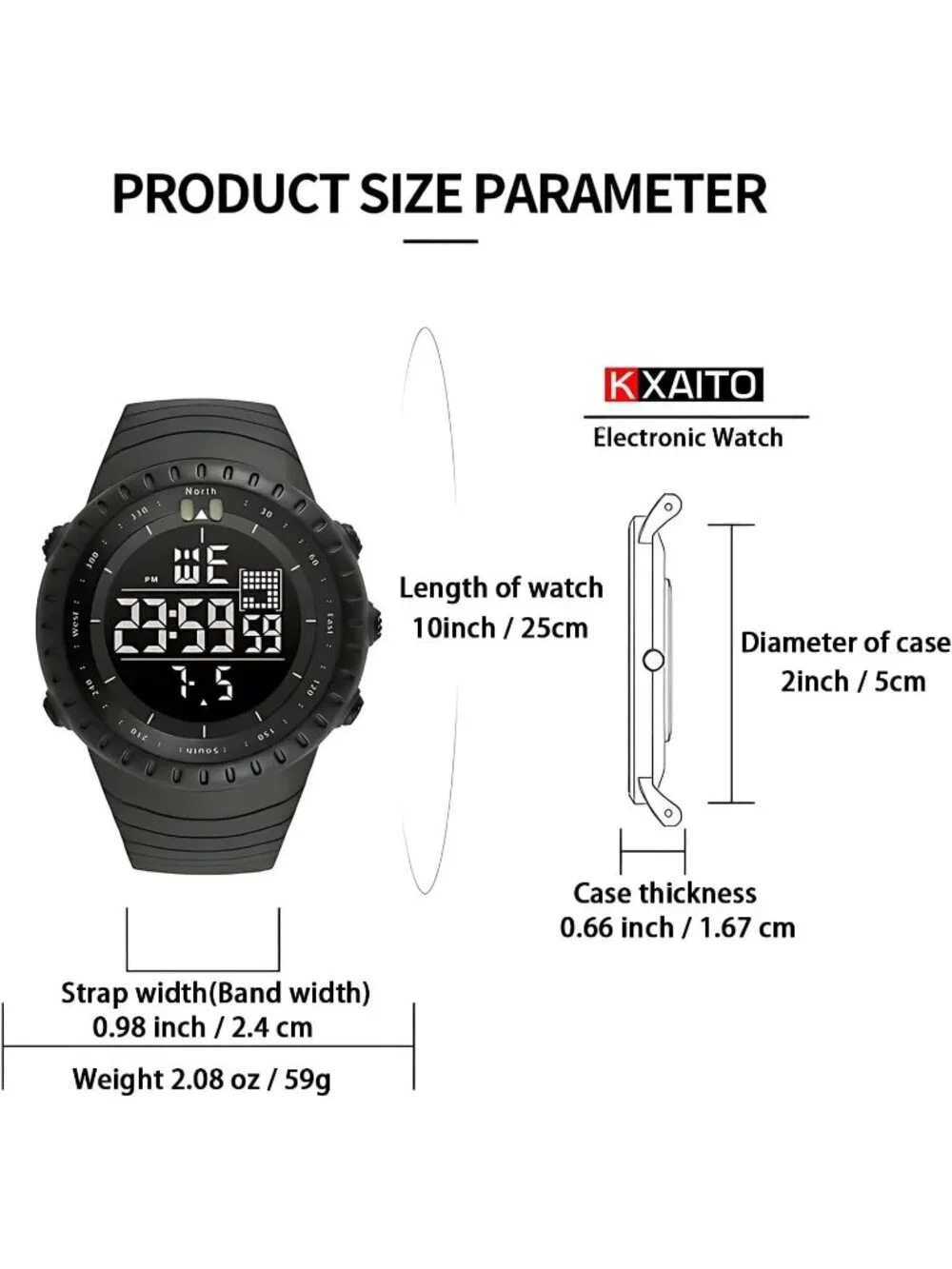 Men's Red And White Dial Analog Sports Outdoor Waterproof Military Digital Watch